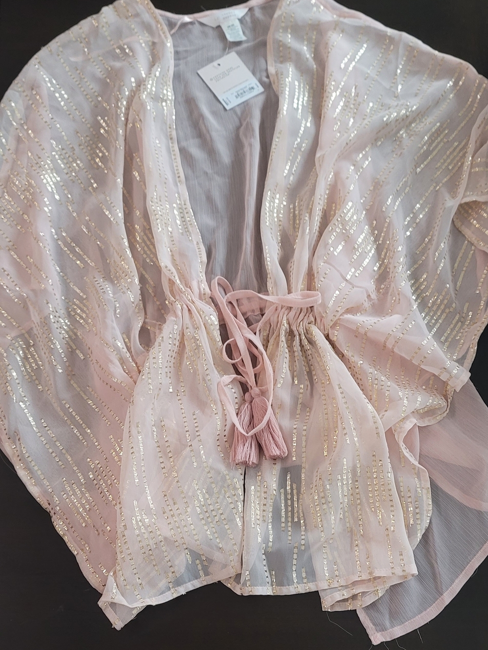 LC Lauren Conrad Pink Metallic Stripe Swim Coverup